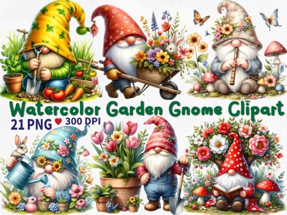 Download Watercolor Garden Gnome Sublimation - Garden gnome sublimation Collection