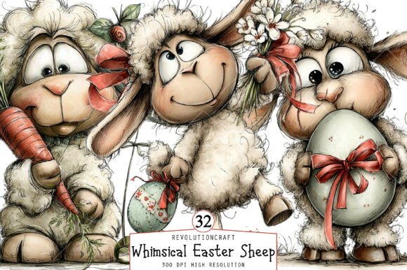 Download Whimsical Easter Sheep Clipart - Whimsical easter Collection