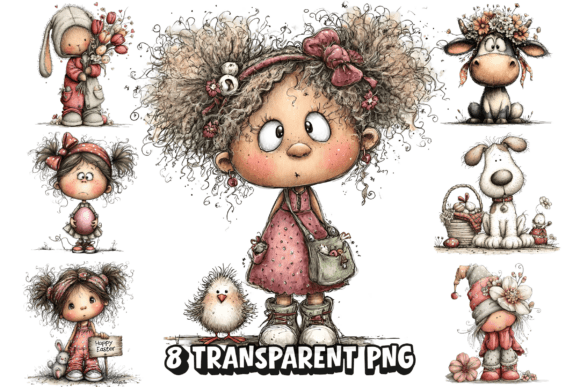 Download 8 Whimsical Easter Girl PNG Clipart - Whimsical easter Collection