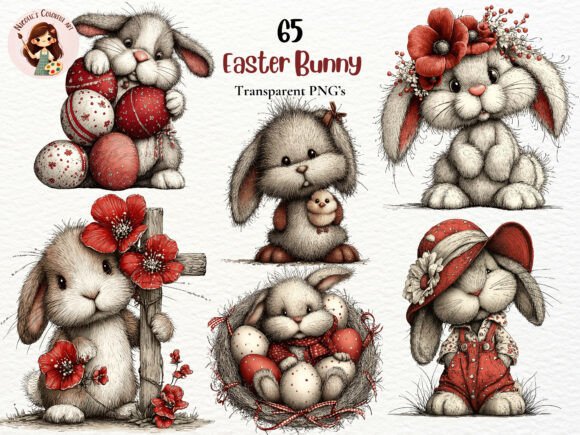 Download Whimsical Easter Bunny Clipart Bundle - Whimsical easter Collection