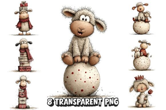 Download 8 Cute Whimsical Easter Lamb PNG - Whimsical easter Collection