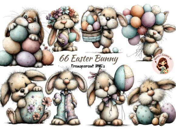Download Whimsical Easter Bunny Clipart Bundle - Whimsical easter Collection