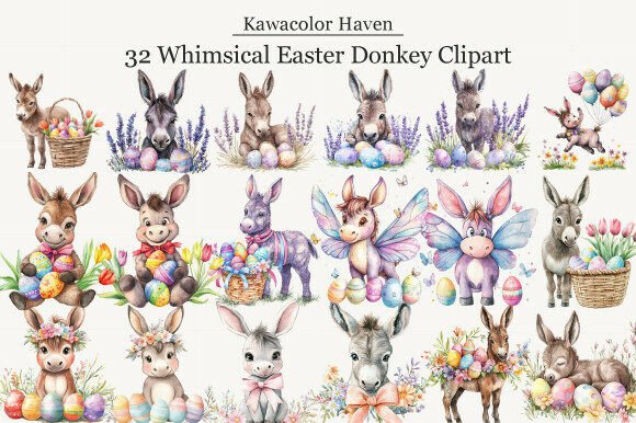 Download Whimsical Easter Donkey Clipart - Whimsical easter Collection