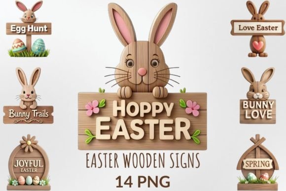 Download Easter Wooden Signs Sublimation Clipart - Premium Bundle