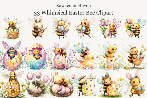 Download Whimsical Easter Bee Clipart - Whimsical easter Collection