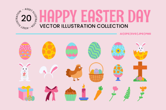 Download Happy Easter Day Vector Illustration Set - Happy easter day Collection