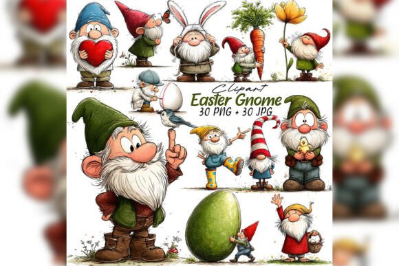 Download Whimsical Easter Gnome Watercolor Clipar - Whimsical easter Collection