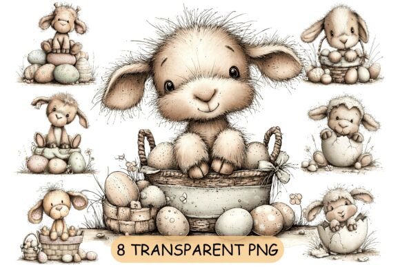 Download Whimsical Easter Lamb PNG Clipart Bundle - Whimsical easter Collection