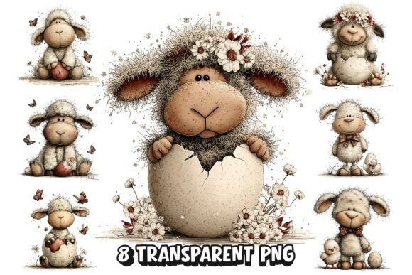 Download 8 Cute Whimsical Easter Lamb PNG Clipart - Whimsical easter Collection